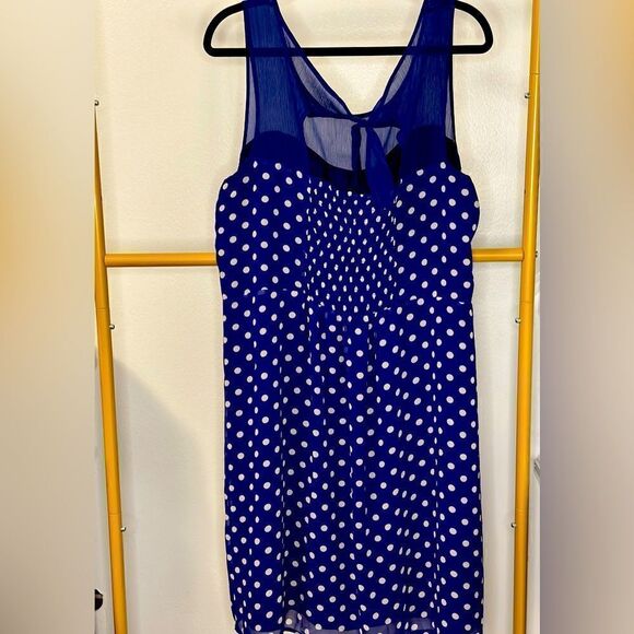Jessica Simpson Blue Polka Dot Dress with Sheer Mesh Cut Outs - Picture 3 of 8